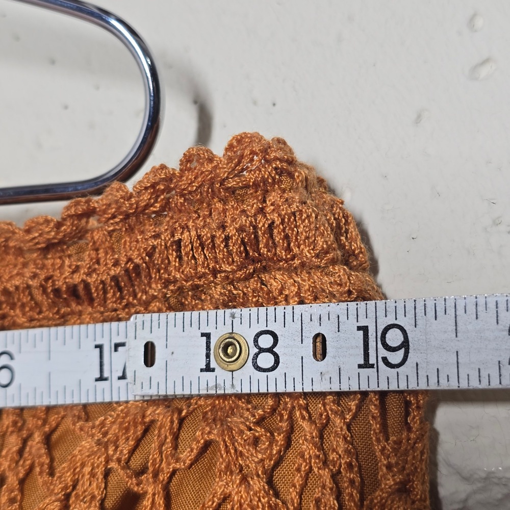 Handmade Deep Orange Crochet Knit Fairycore Top and Skirt Set Boho V Neck - Picture 7 of 11